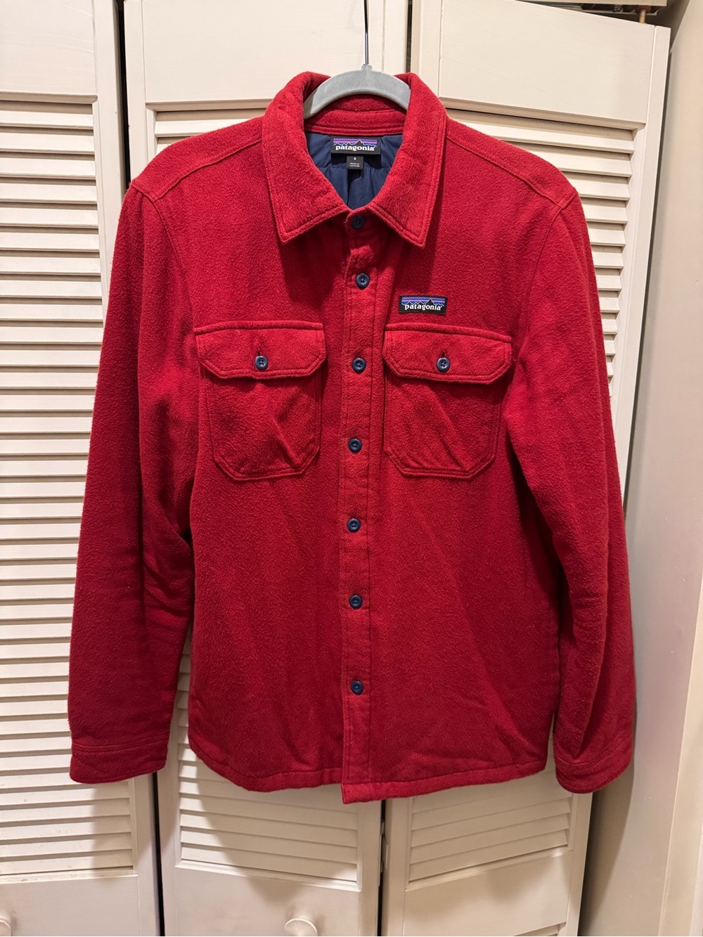 Patagonia Red Button-Front Fleece Shirt Jacket